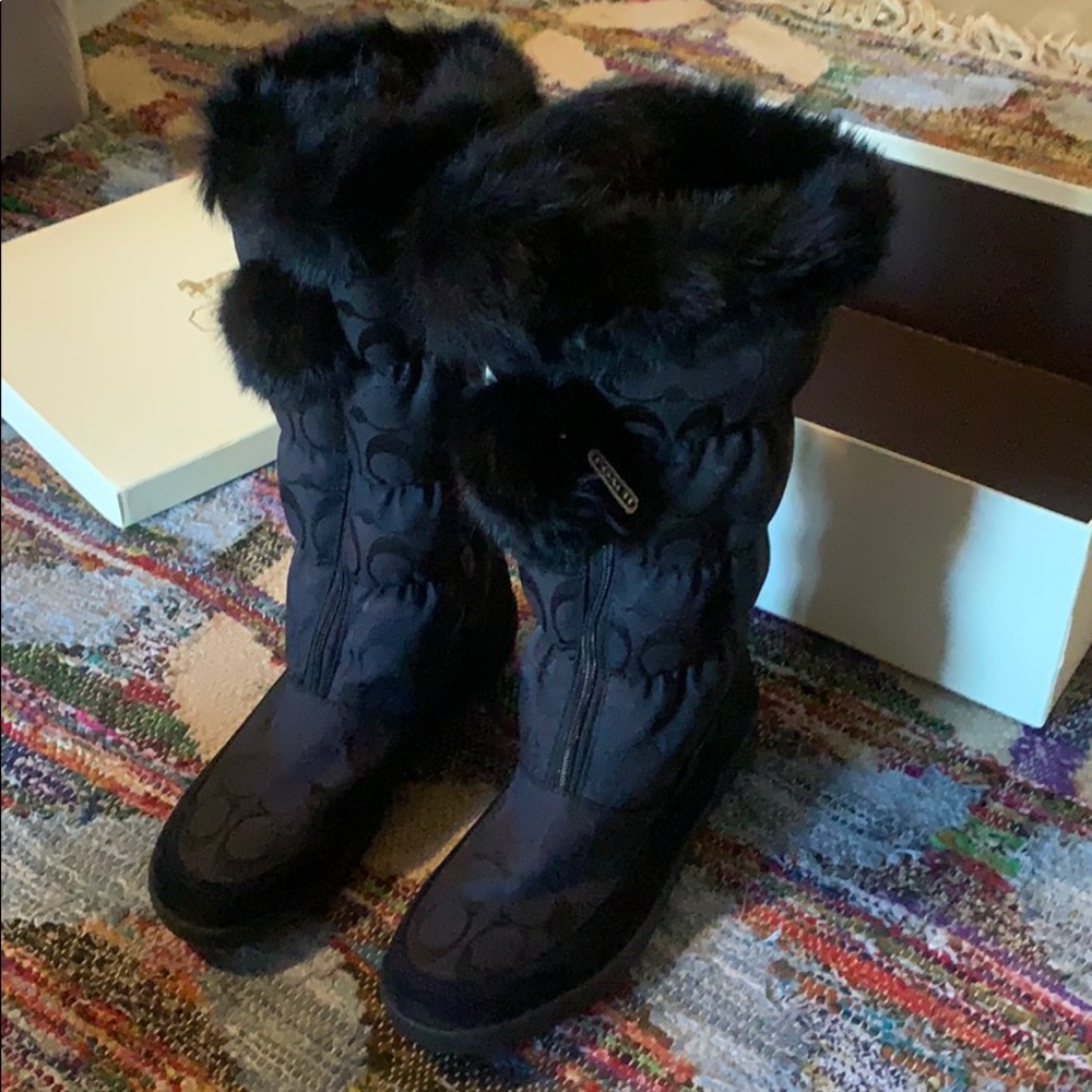 Coach rabbit fur boot. New!